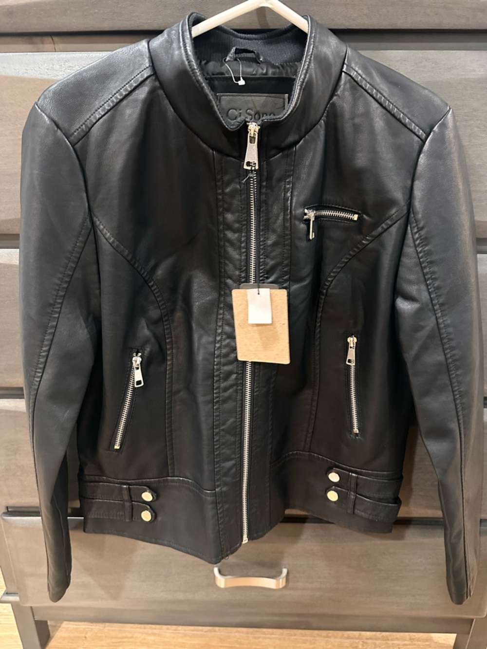 Black Zip-Front Women's Leather Jacket